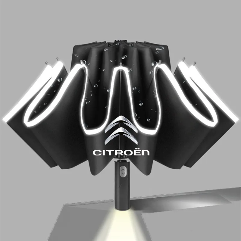 Guarda-chuva automático de led com faixa reflexiva, guarda-chuva de chuva e vento para citroen c3 c4 x7 xsara picasso crosser C-ELYSEE jumpy nemo
