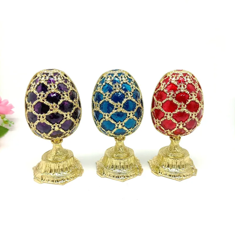 SHINNYGIFTS Easter Gifts Metal Enamel Faberge Egg Double Trinket Box Christmas Gift Box