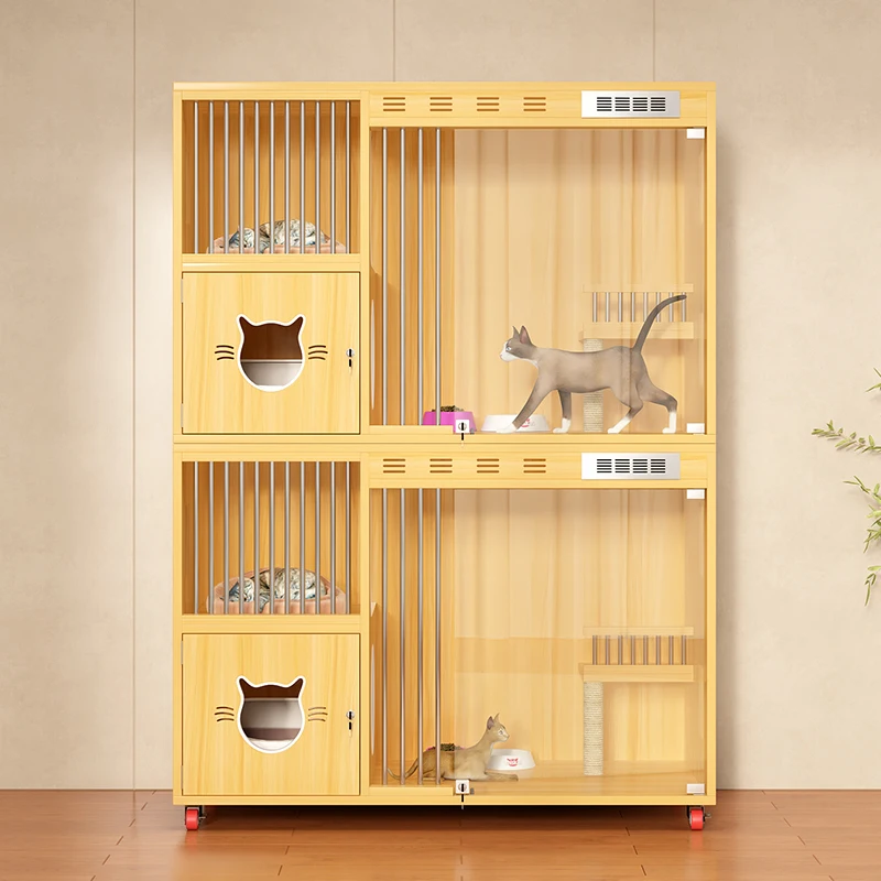

Cat Villa Solid Wood Cat Nest Thermostatic Cat Cabinet Three-layer Luxury Pet Display Cabinet