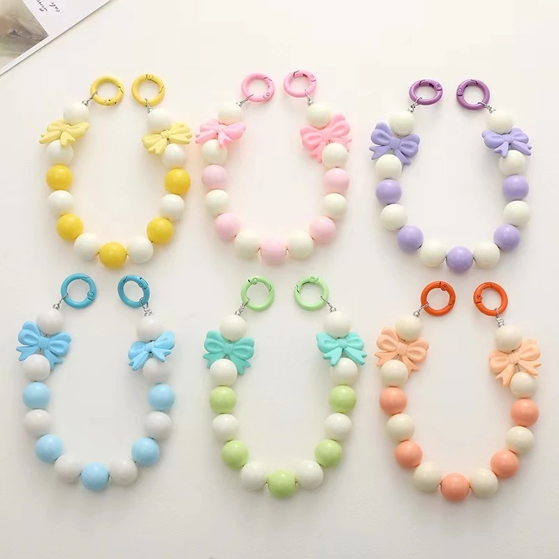 

30PCS Handmade Cell Phone Lanyard Cute Phone Charm Wrist Strap Keychain Bow Pearl Pendant For Girl Woman Gift