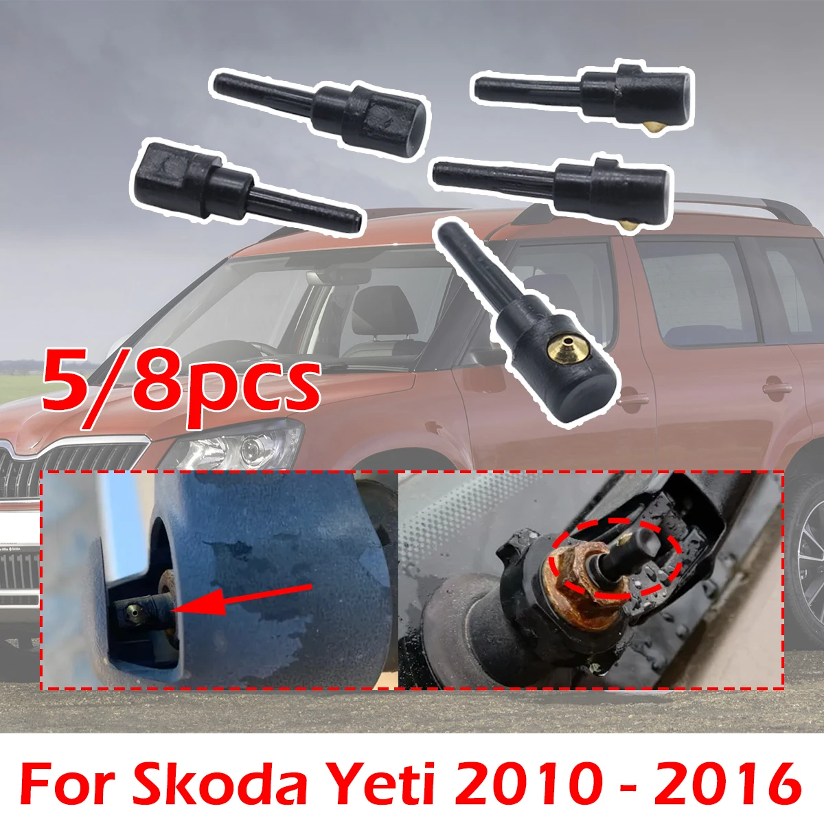 

5/8PC Rear Wiper Washer Jet Nozzle Windscreen Window Spray Cover Cap Rocker Spare Parts Repair For Skoda Yeti 10-2016 3B9955985A