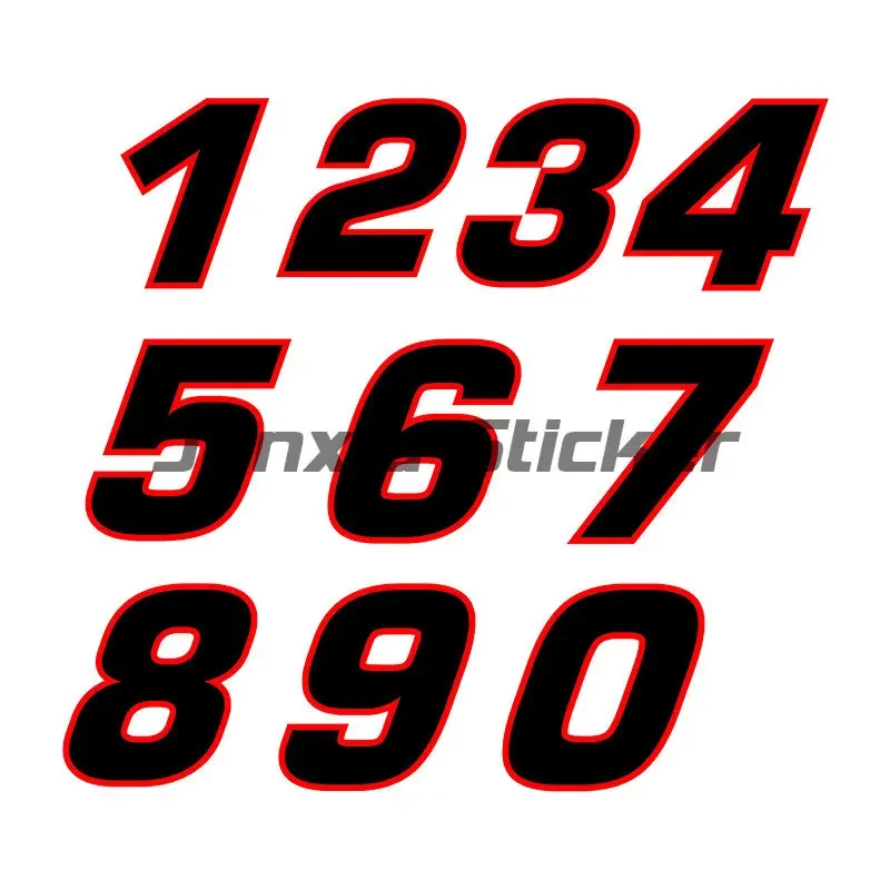 

Съемная наклейка различных размеров, гоночный номер 1, 2, 3, 4, 5, 6, 7, 8, 9, 0, автомобильная наклейка, водонепроницаемые аксессуары для мотоциклетного шлема