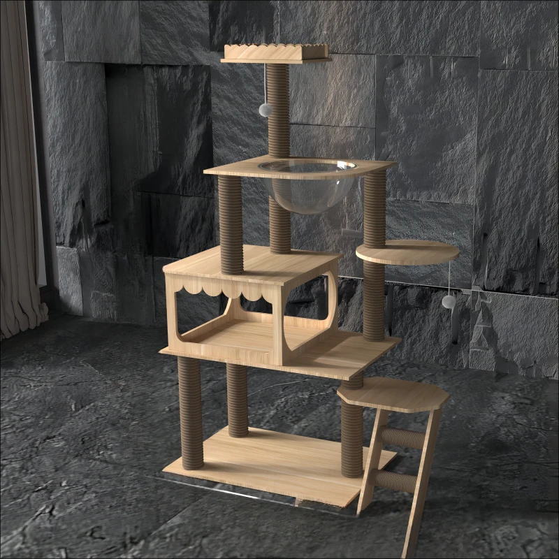 

Climbing Toys Cat Scrapers Wood Tree Tower Space Saving Large Cat Scrapers Accessories Drapak Dla Kota Cat Supplies MR50CS