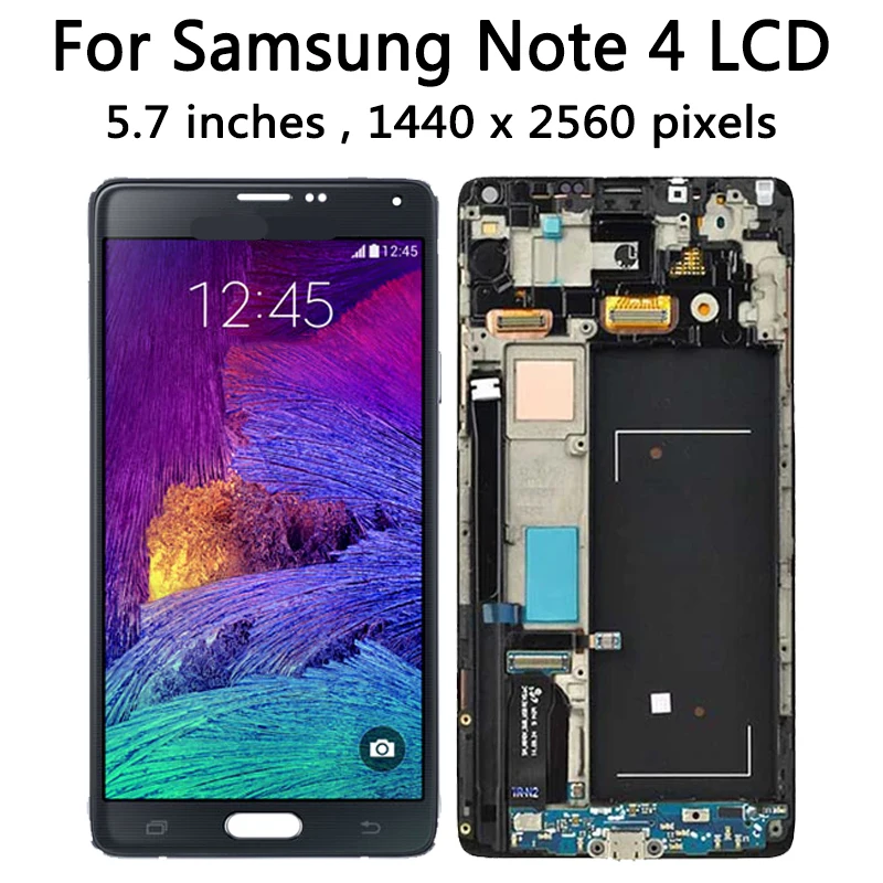 Super AMOLED For Samsung Note 4 Note4 N910C N910A N910F LCD Screen Dispaly Touch Digitizer Assembly With Burn Shadow