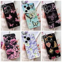 For Huawei Pura 70 Case Butterfly Painted Cover Shockproof Soft Silicone Phone Case For Huawei Pura 70 Pro+ Pure70 70Pro Capa