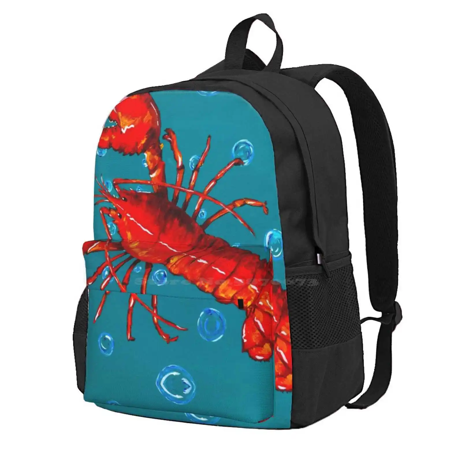 Lennie The Red Lobster Hot Sale Schoolbag Backpack Fashion Bags Red Lobster Bubbles Water