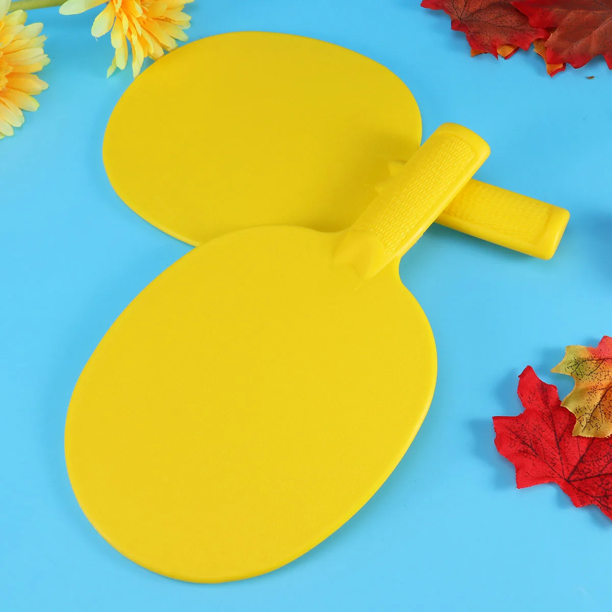 

1 Pair Plastic Table Tennis Racket For Lightweight Durable Non-Slip Handle Practice Training Bat Paddle Use Yellow