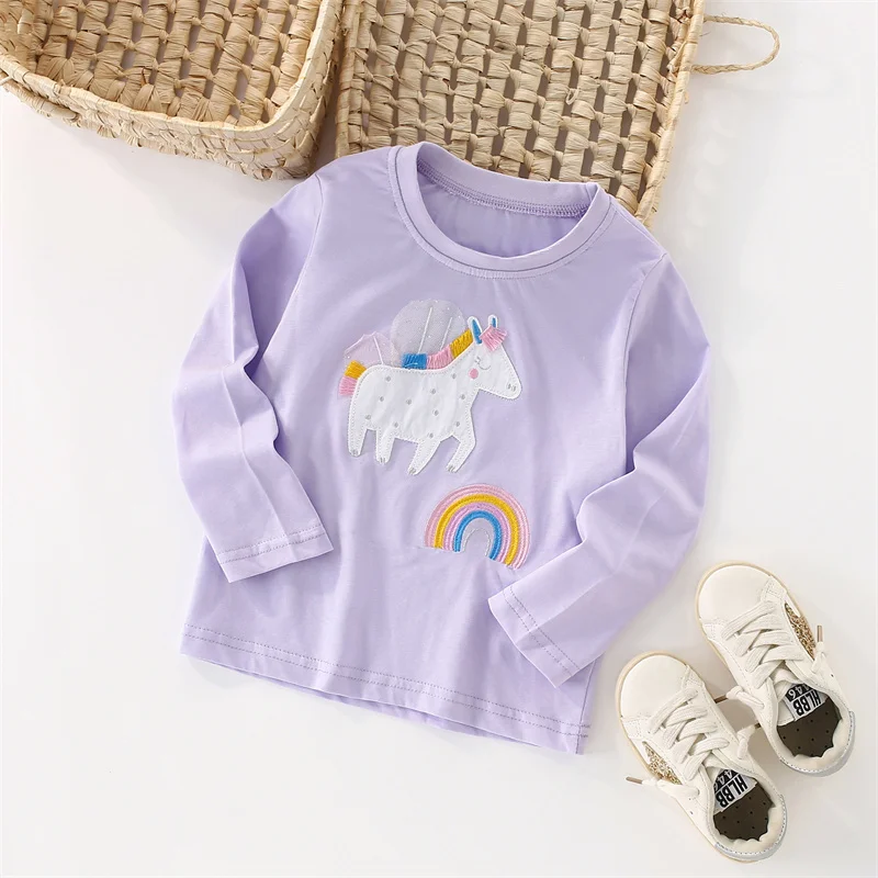 Jumping Meters 2-7T Unicorn Long Sleeve Girls T Shirts Kids Autumn Spring Baby Boys Clothes Fashion Toddler Shirts