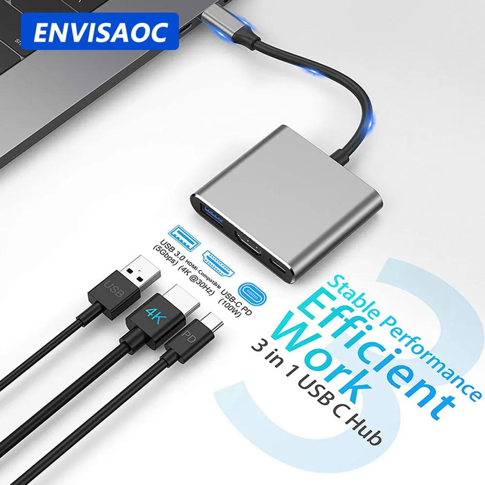 USB-C to HDMI 호환 4K TYPE-C USB 3.0 허브 어댑터, PD 100W, 맥북, 닌텐도, 삼성, 화웨이, 샤오미 휴대폰, 노트북 데스크탑용