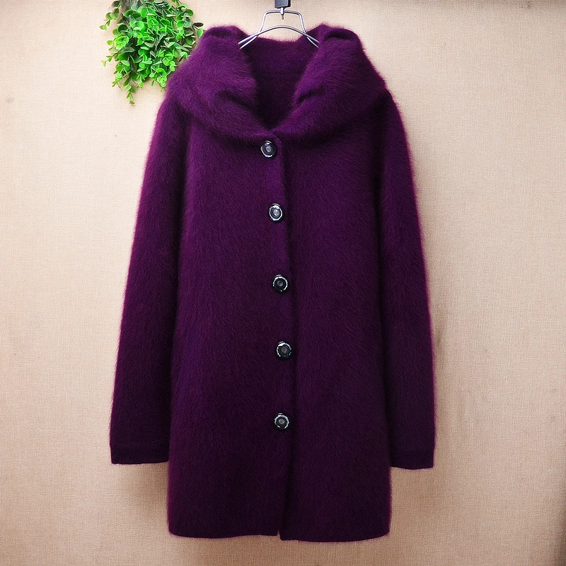 

Женский Mujer осенне-зимний толстый теплый модный фиолетовый норковый кашемировый вязаный шарф с длинными рукавами на шее, тонкий кардиган, свитер, куртка