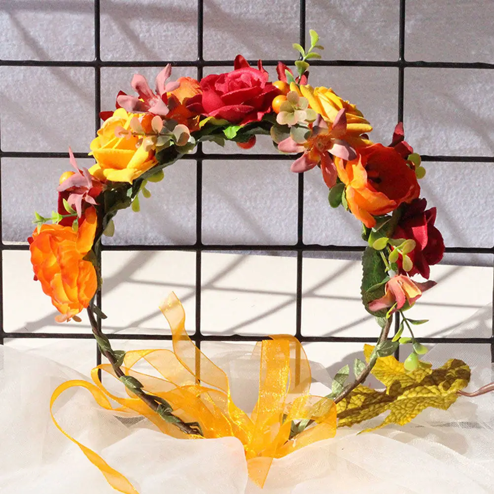 

Декоративная повязка на голову с розами: легкий и элегантный аксессуар для волос из премиальной ткани для свадьбы, вечеринки, корона из цветов, цветочный венок