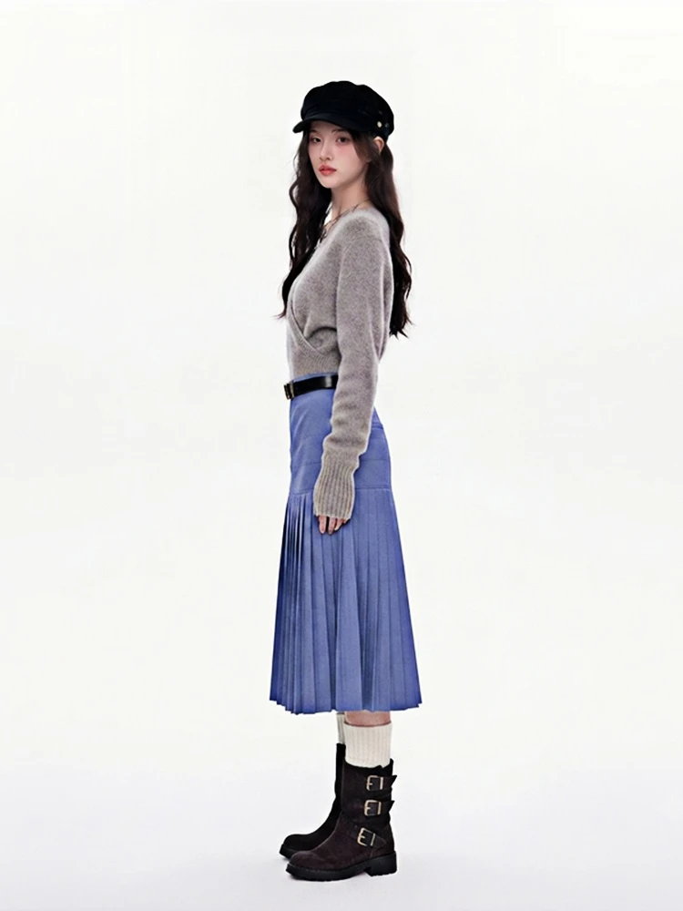 REDDACHiC Korean Swing A-line Skirt Women Lounge Plain High Waist Ruffled Patchwork Pleated Long Skirt Office Summer Clothes