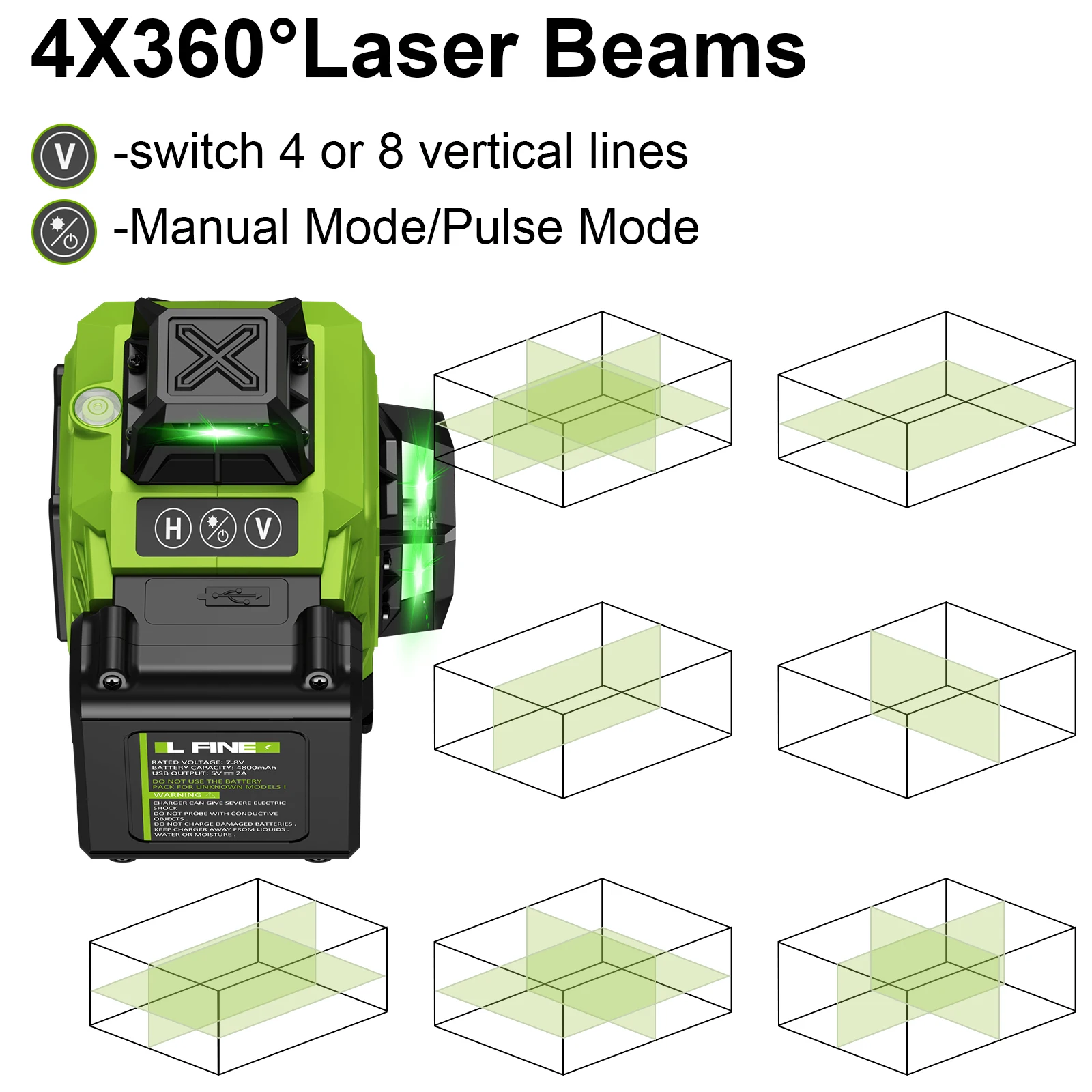 Lfine 4D 16 linii 360°Samopoziomujące profesjonalne poziomice laserowe ze statywem i walizką Poziomy i pionowy poziom laserowy