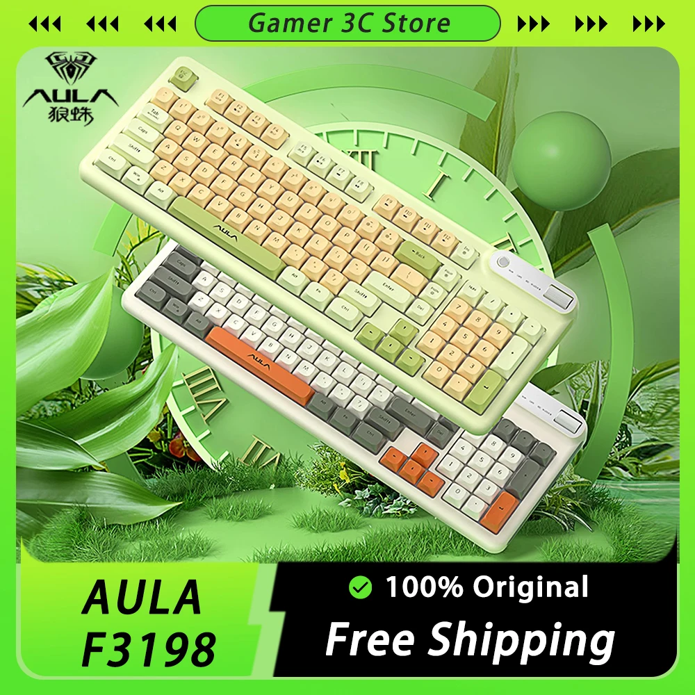 AULA F3198 Wireless Bluetooth Keyboard 3Mode 4000mah RGB Mute Keyboard 98 Key Laptop Accessories PC Office Games Custom Keyboard