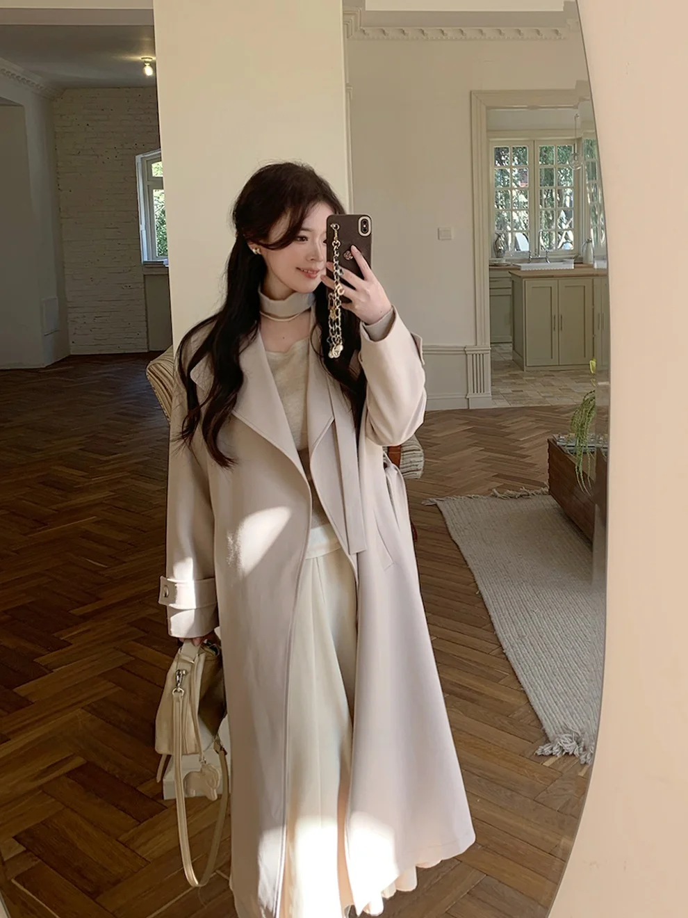 

Artistic Long-Line Open-Collar Oversized Coat Rosewth Original Loose oulder Lazy Outerwear Commute Sle Pure Color Polyest...