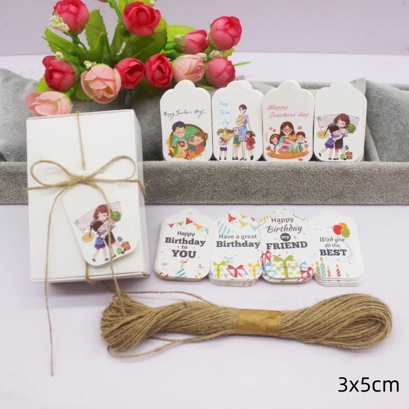 3x5cm 100 Teacher's Day elevators, Happy Teacher's Day, Happy Birthday tags, and holiday cards