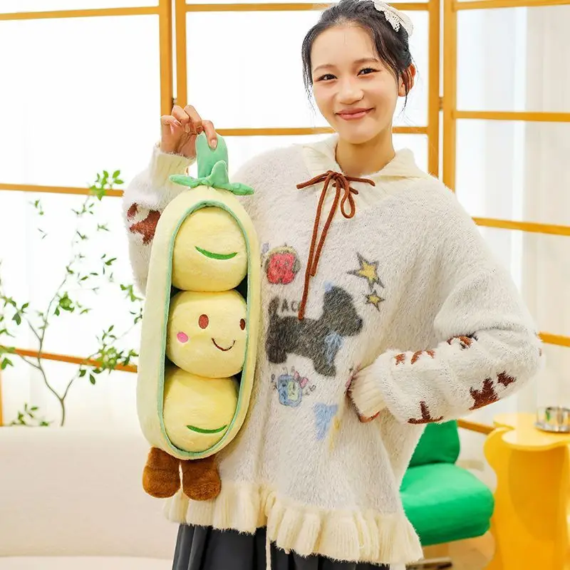 سوبر لطيف البازلاء قرنة ألعاب من نسيج مخملي انفصال فول دمية الفول تنبت تمثال وسادة هدية للفتيات