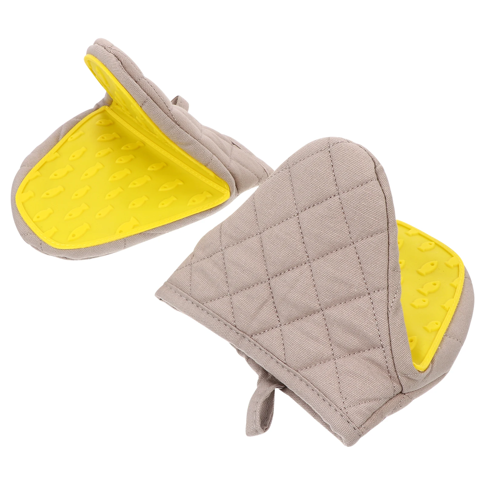 

2Pcs Heat Resistant Mitts Silicone Oven Mitts Cooking Gloves Pot Holders Kitchen Supplies Anti pinch Small Cotton Anti Skid