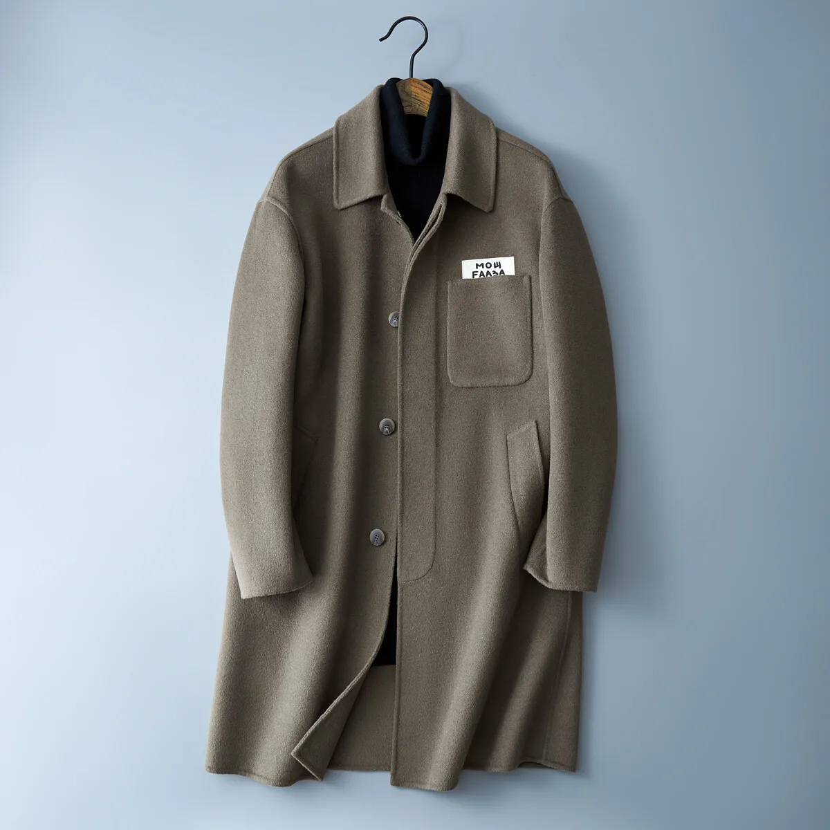 Double-Faced Woolen Men's Coat Autumn Winter Casual High-End Feeling Medium-Length Woolen Windbreaker Fashionable Urban Korea...