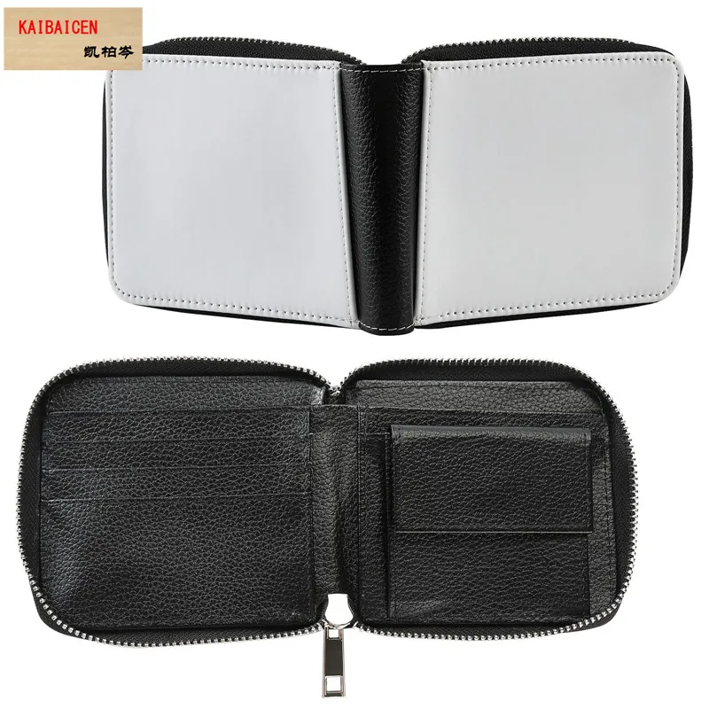 

50pcs/lot Blank Sublimation Factory supply leather PU wallet short style heat transfer blank product coin bag with zipper