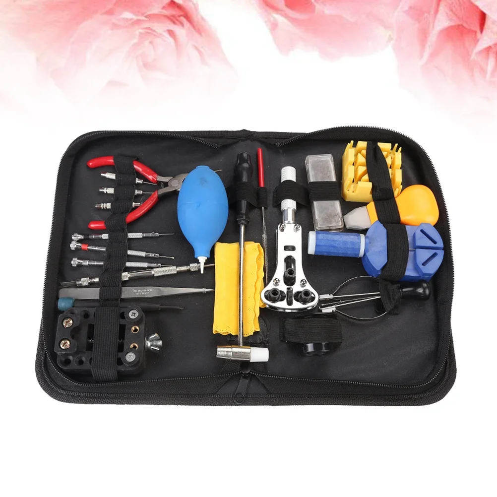

22Pcs Watch Repair Kit Travel Friendly Nylon Case for Opening Watch Backs Adjusting Bands Changing Batteries Spring Bar Tool Set