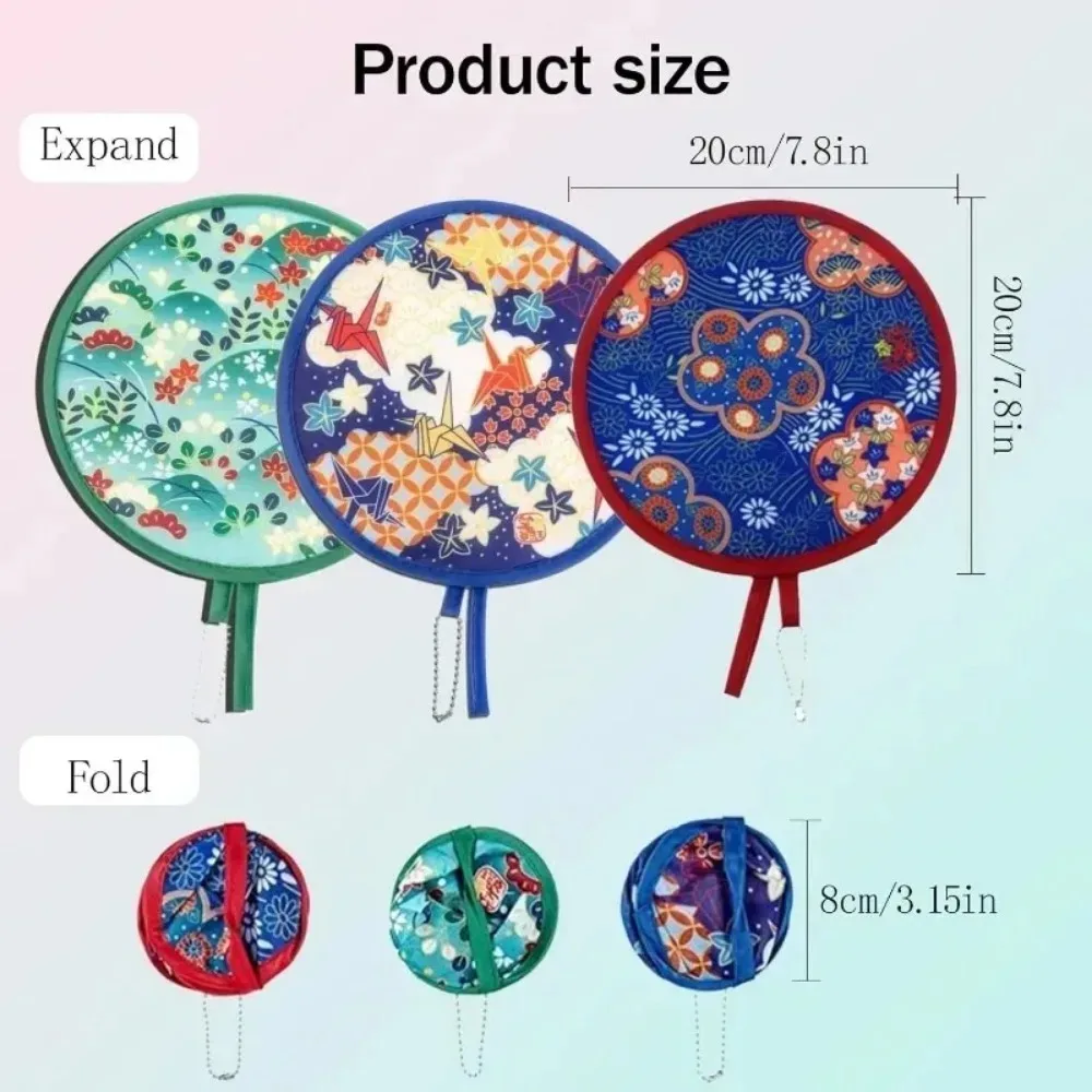 6 PCS for Festival Party Gifts Personal Decoration Round Folding Handheld Fan Hand Fan Folding Japanese Style Summer Fans