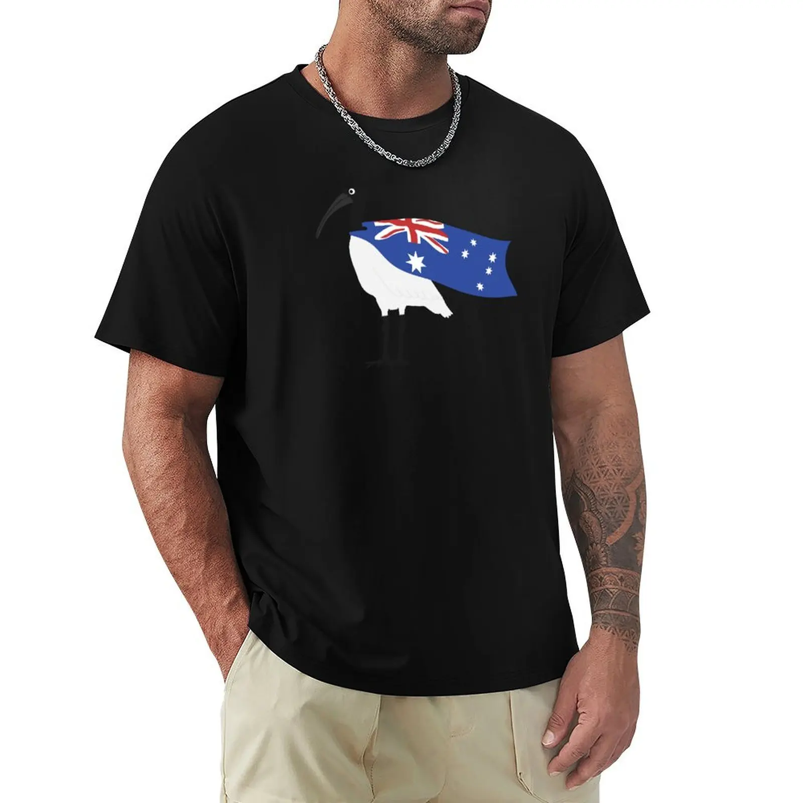 

Bin Chicken Australia Day Flag on White T-Shirt luxury designer anime tshirt plus sizes cotton man t-shirts vintage t shirt men