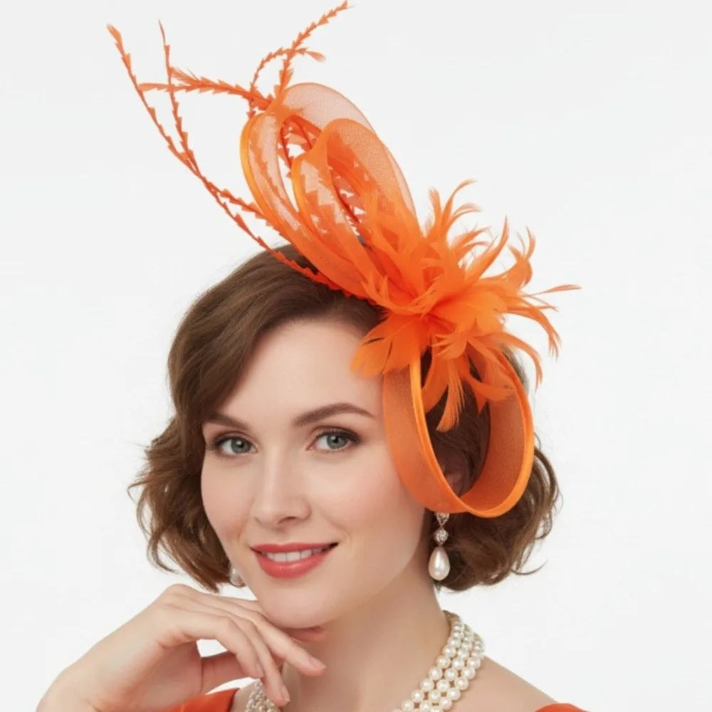 

Элегантная винтажная шляпа для женщин на Фестиваль скачек Royal Ascot, аксессуар для волос, головной убор, сетчатый фасинатор с цветами