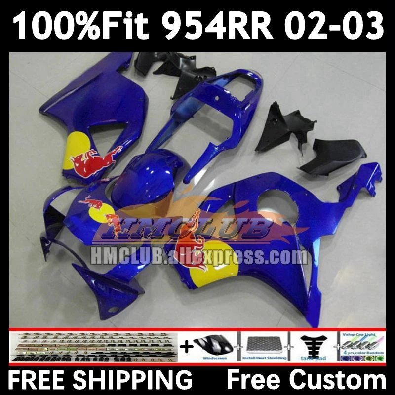 Blue Yellow Injection Fairing For HONDA CBR900RR CBR 900 954 CBR900 CBR954 RR 92No.29 CBR 954RR 02 03 CBR954RR 2002 2003 Bodys