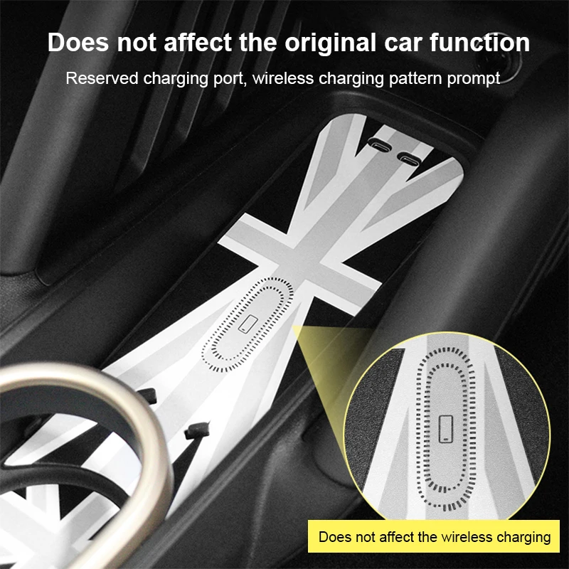 5pcs Leather Car Water Cup Holder Non-slip Pad Groove Mat for Mini Electric Cooper E SE J01 EV 2024 2025 Wireless Charging Pad
