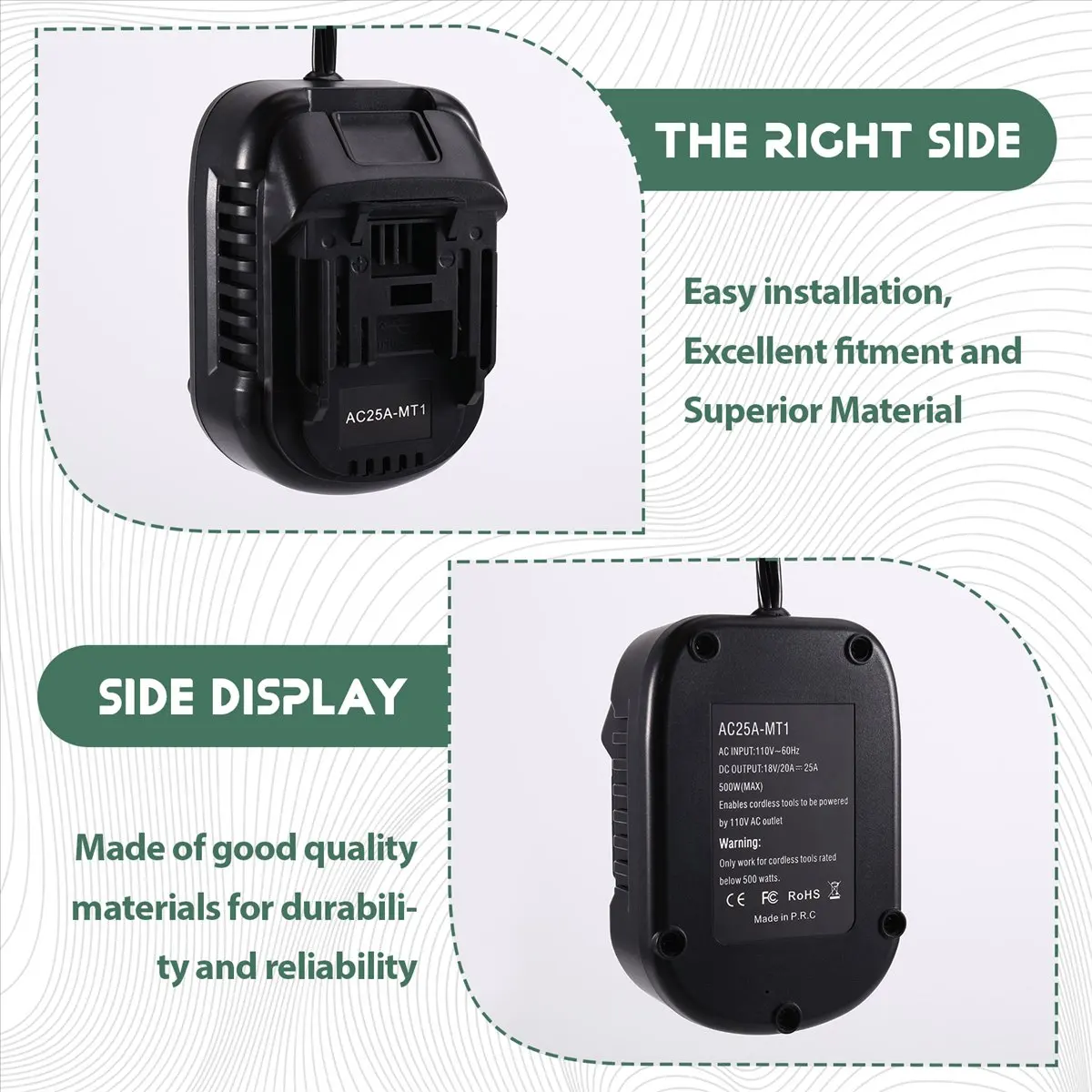 Budget-Friendly-AC 110V to DC 18V Converter for 18V Cordless Tool AC Transformer Adapter AC 110V to DC 18V Conver US Plug