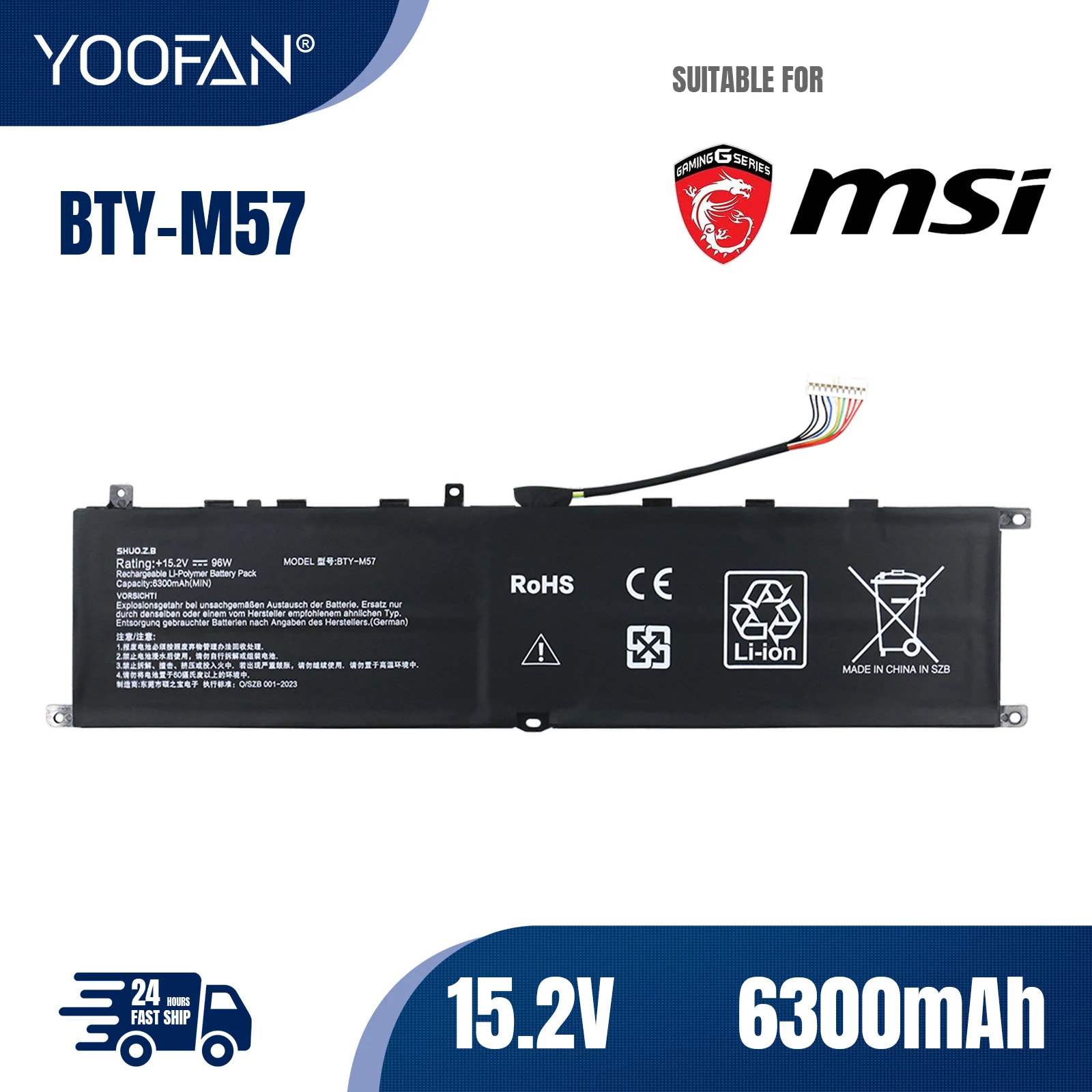 

YOOFAN BTY-M57 батарея del ordenador портативный для ноутбука MSI GP66 GP76 Leopard 10UG Series MS-17K3 15,2 В 90 Втч 5921 мАч