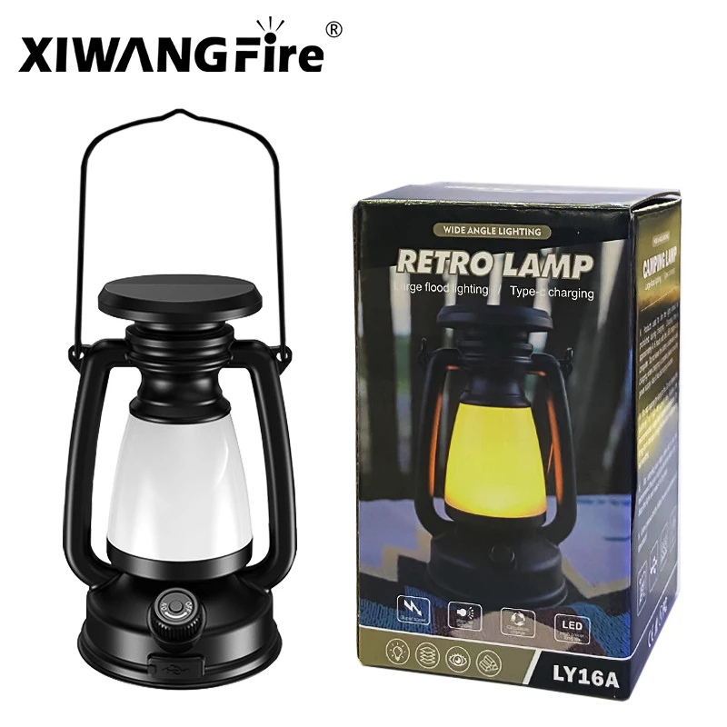 USB Rechargeable Camping Light Portable Camping Lanterns Hanging Tent Light 3000-5000K Stepless Dimming with Solar Charging