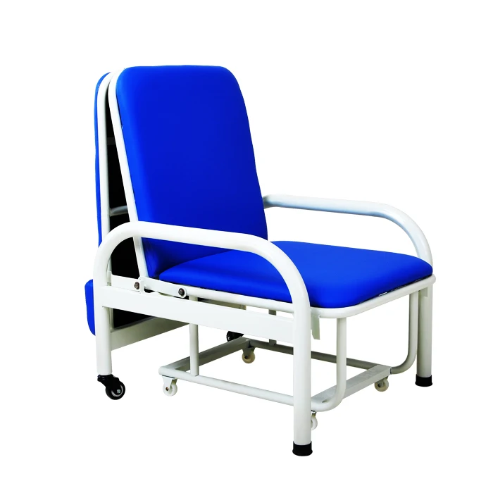 Foldable Steel Pipe Medical Companion Chair For Hospital Patients With Sleep-Support And 27kg Load Capacity