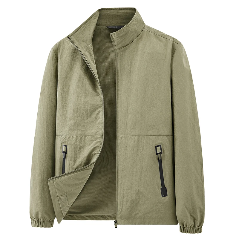 

Men's Business Casual Thin Coat Trend Spring and Autumn Jackets New Baseball Collar Short Loose Solid Color Jacket Clothes