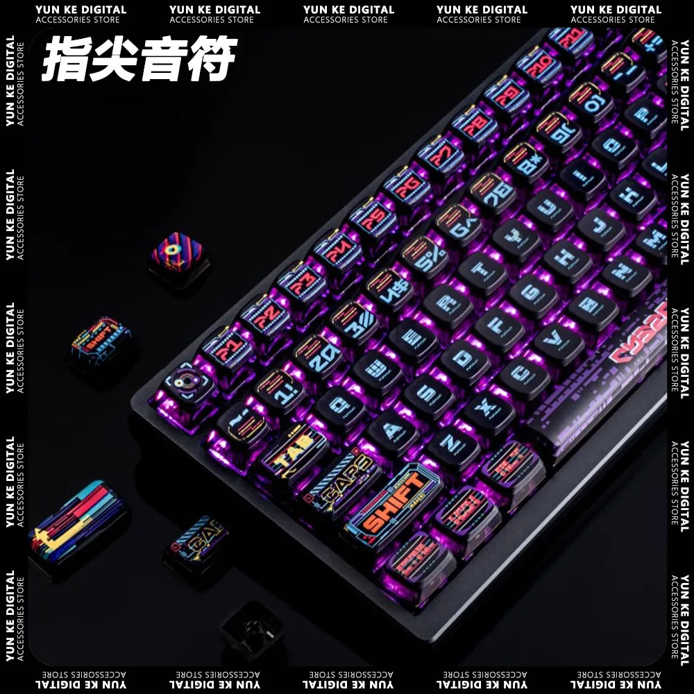 

Cyberpunk Keycaps PBT Mechanical Keyboard Keycap ASA Height Light Transmission Customize Pudding Keycap Gamer Accessories Gift