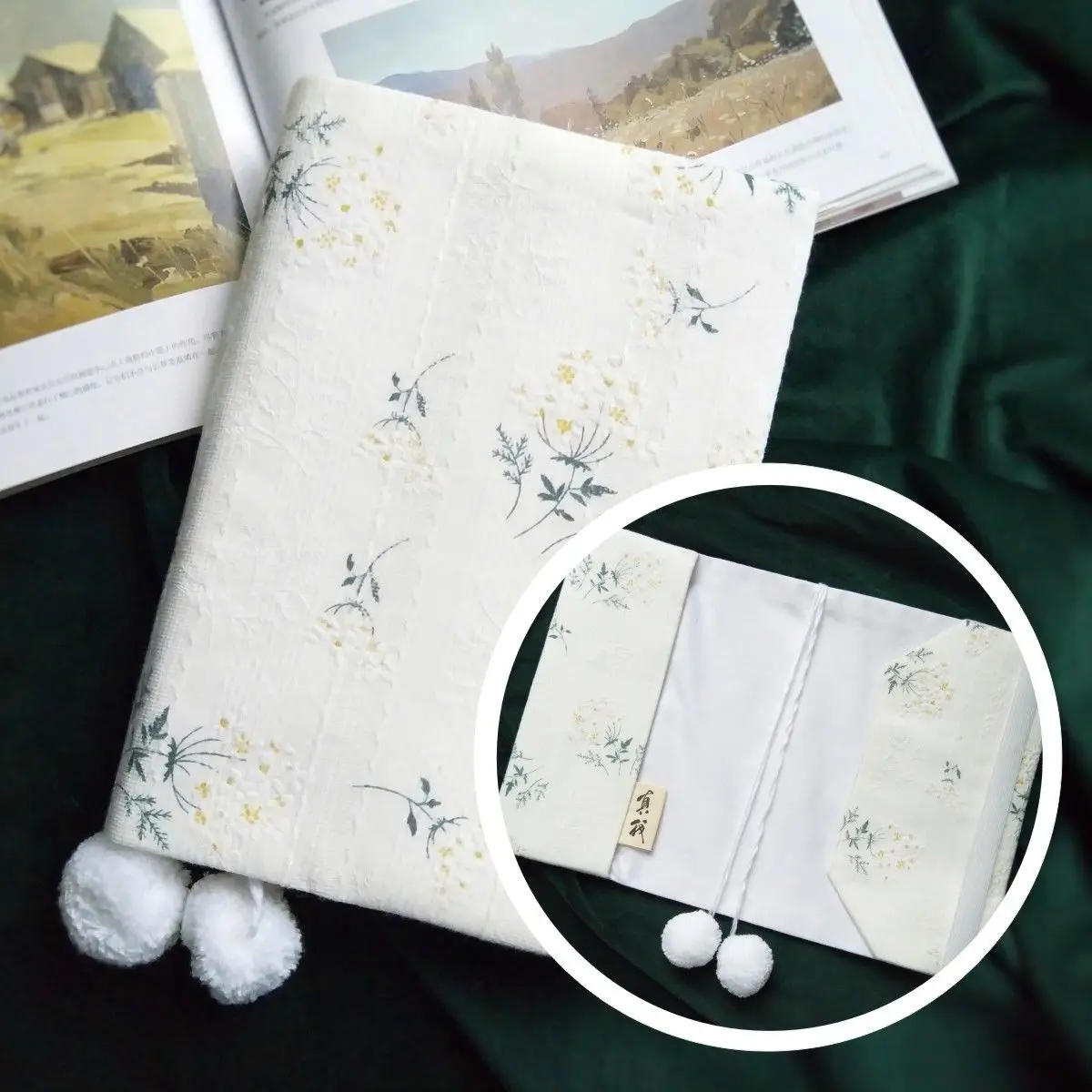 【White Nan Flower】Original Handmade A5 A6 Notebook Covers Protector Book Sleeve Crafted Fabric Products Diary Cover，in Stock