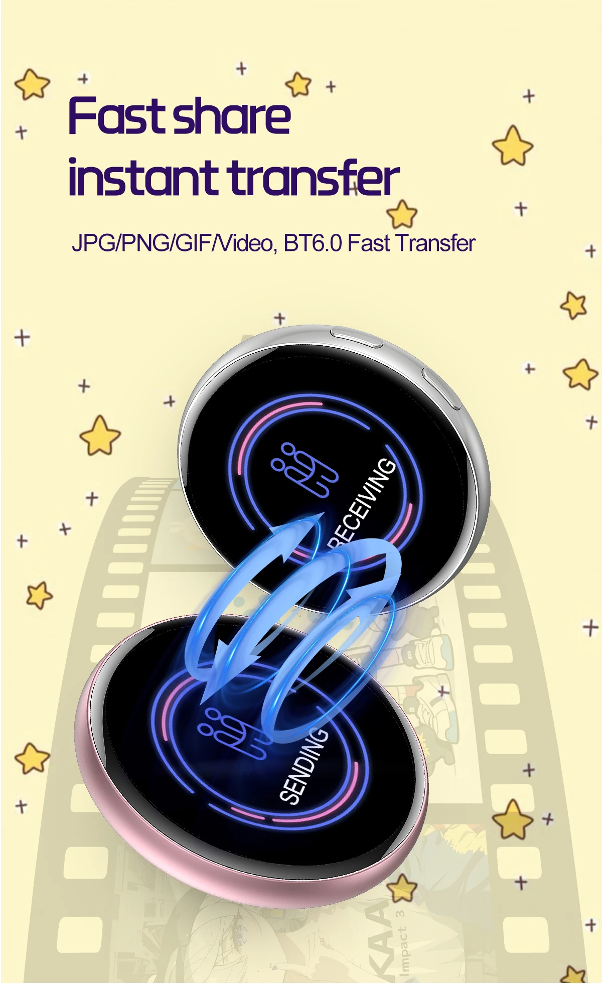 Picture 5: 1.7inch Dynamic Electronic Badge Anime AI Merchandise Digital Display Badge with Touch Control Uploading Photos GIFs and Videos