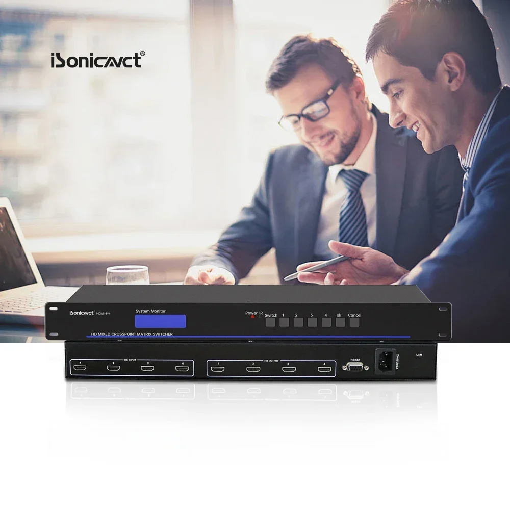 2026ISonicavct 4x4 Video Equipment Hd Signal Switcher Distribution System 4K Compatible Output 1080P Multi-Channel Curing Matrix