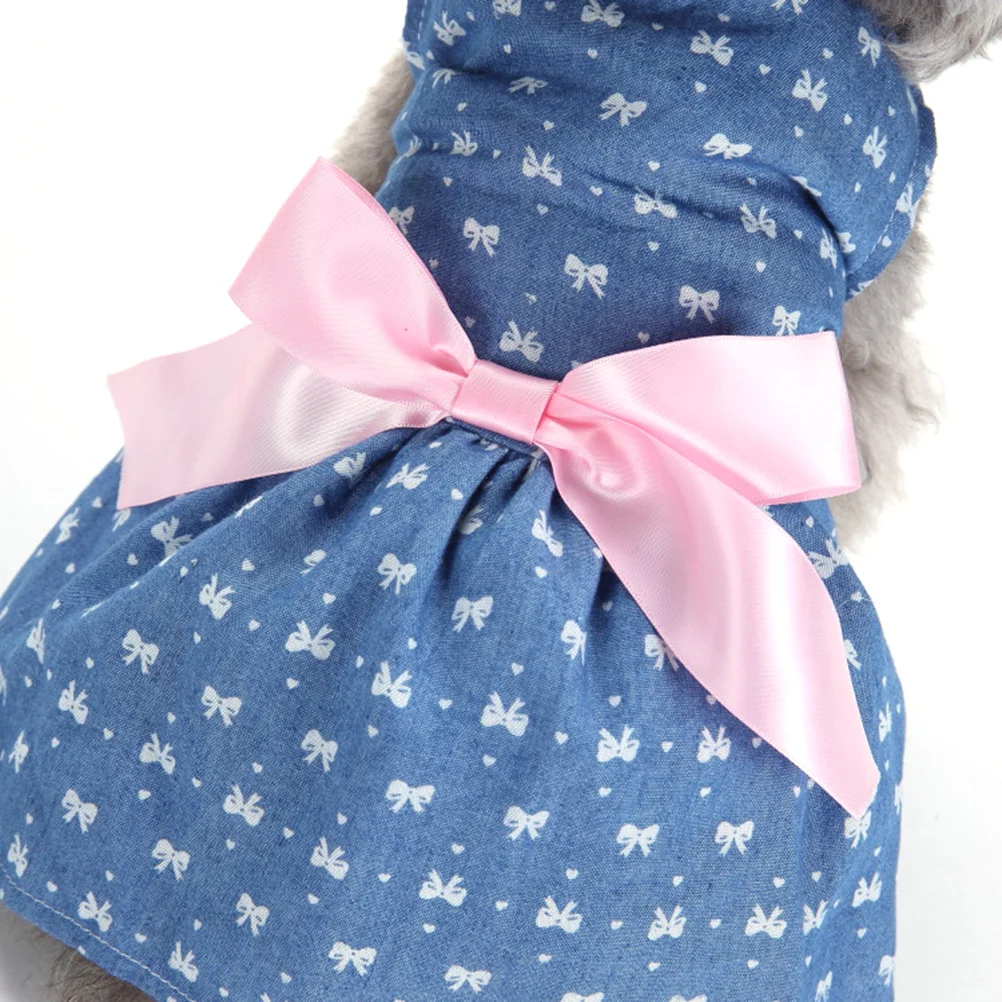 

Pet Dress Dog Summer Outfit Bowknot Design Durable Comfortable Vest Style Cute Princess Look Pet Clothes For Outdoor Wear