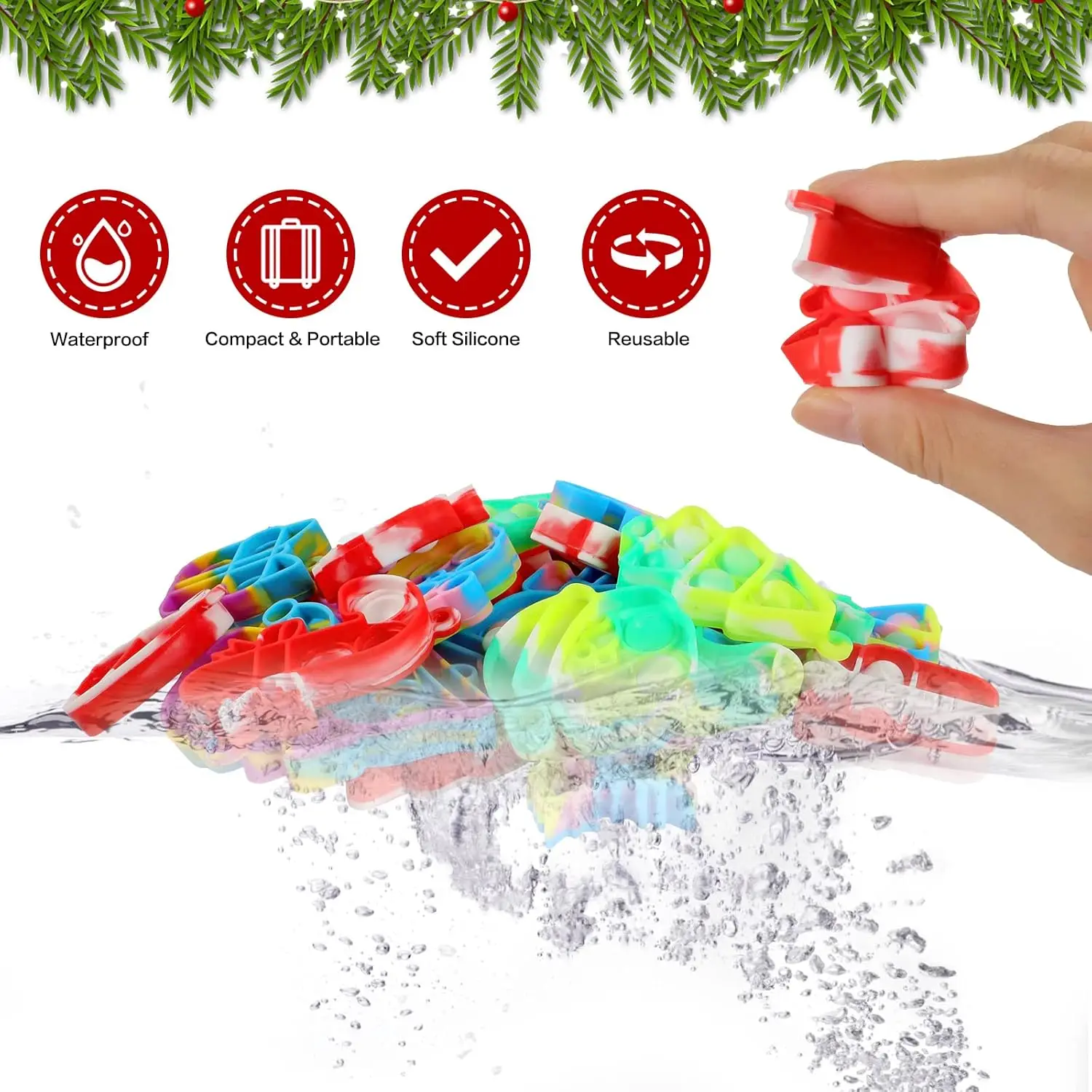 Mini portachiavi Pop Fidget Toys per bambini, regali per bomboniere natalizie