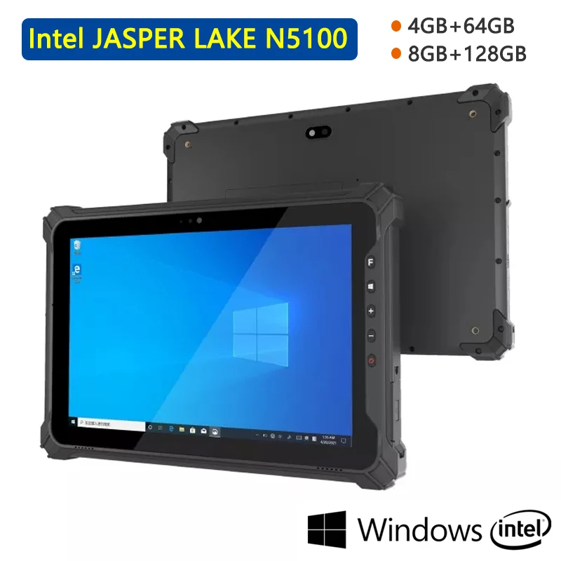 Intel JASPER LAKE N5100 Windows10 Pro Home Rugged Tablets PC Computer Waterproof IP65 PC with RJ45 RS232 Ports 8GB 128GB