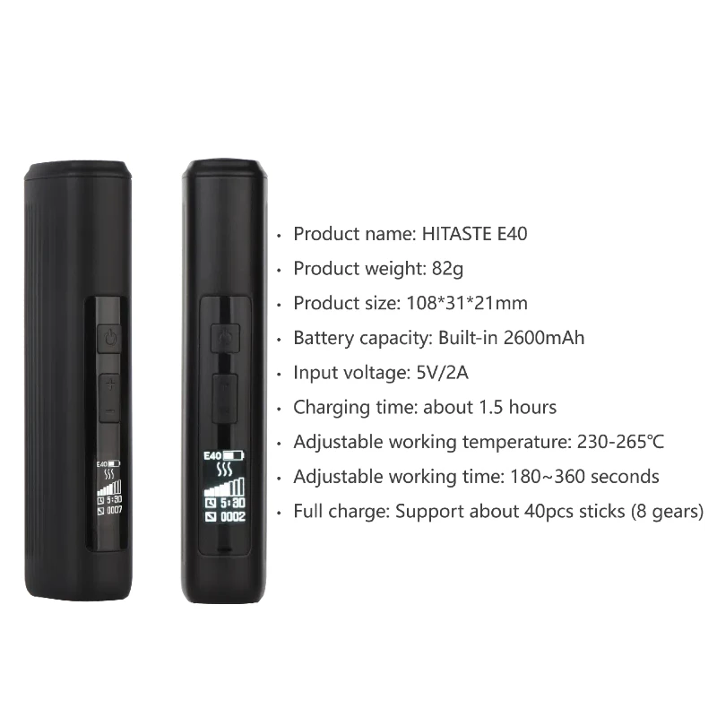 جديد وصول Hitaste E40 الحرارة لا حرق جهاز بديل ل IQS 4I luma 2600mah ل 40 قطعة العصي Terea