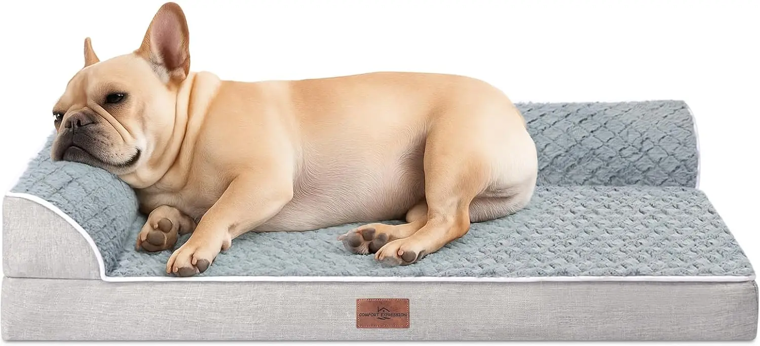 Orthopedic Dog Bed for Medium Dogs, Waterproof with Removable Washable Cover & Non-Slip Bottom (Grey)