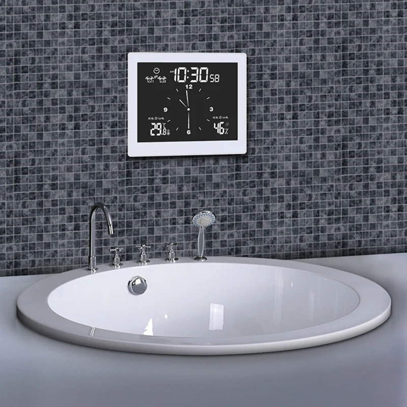 주방용 디지털 알람 시계, 온도계 습도계, 방수 샤워 시계, 욕실 시계, 카운트다운 타이머