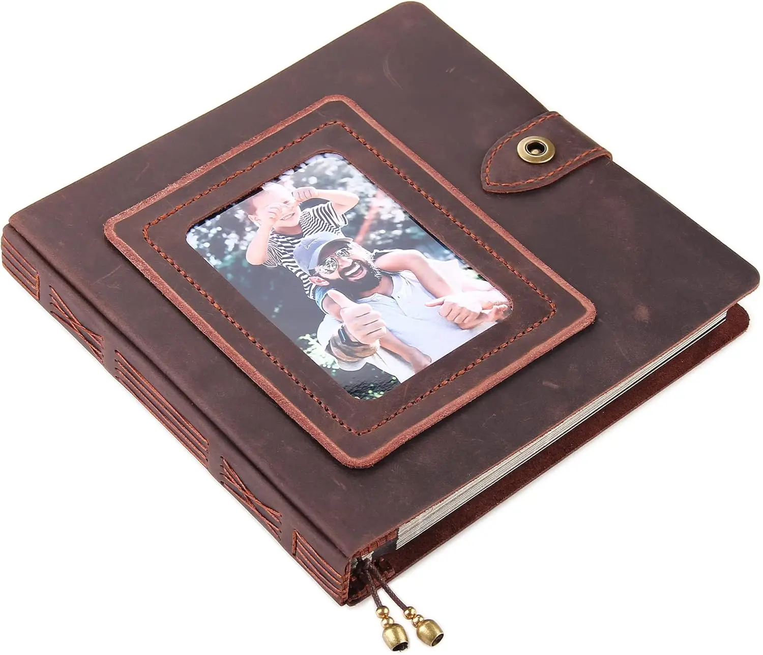 

Leather photo Album Self Adhesive Pages, Handamde Leather Scrapbook Photo Album, Wedding Family Album, Holds 3x5, 4x6, 5