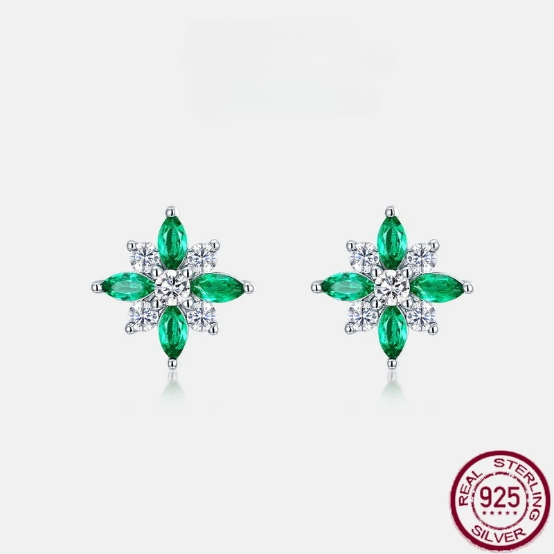 

Новые серьги из чистого серебра S925 изумруда с четырьмя листьями клевера, свежие и модные серьги, праздничные подарки, свадебные украшения
