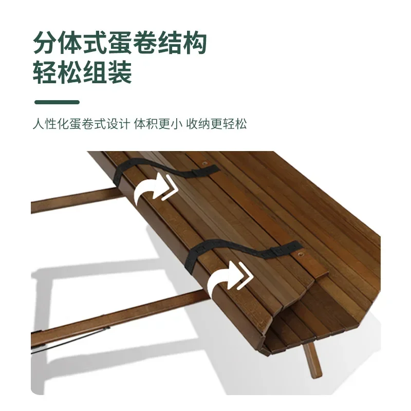 Outdoor Camping Octagonal Folding Table Portable Egg Roll Table Camping Tools Large Capacity Solid Wood Barbecue Table