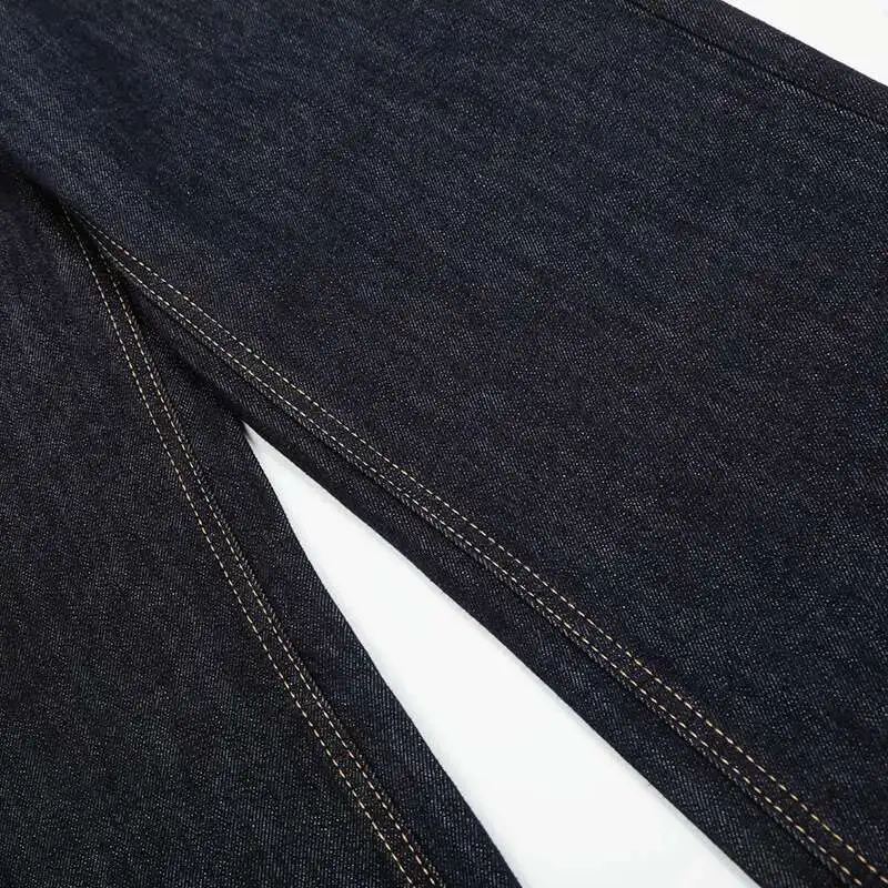 Trousers Men's Denim Solid Color Washing High Waist Drape Simple Bottom American Style Loose Wide Leg Male Jeans New E3GS