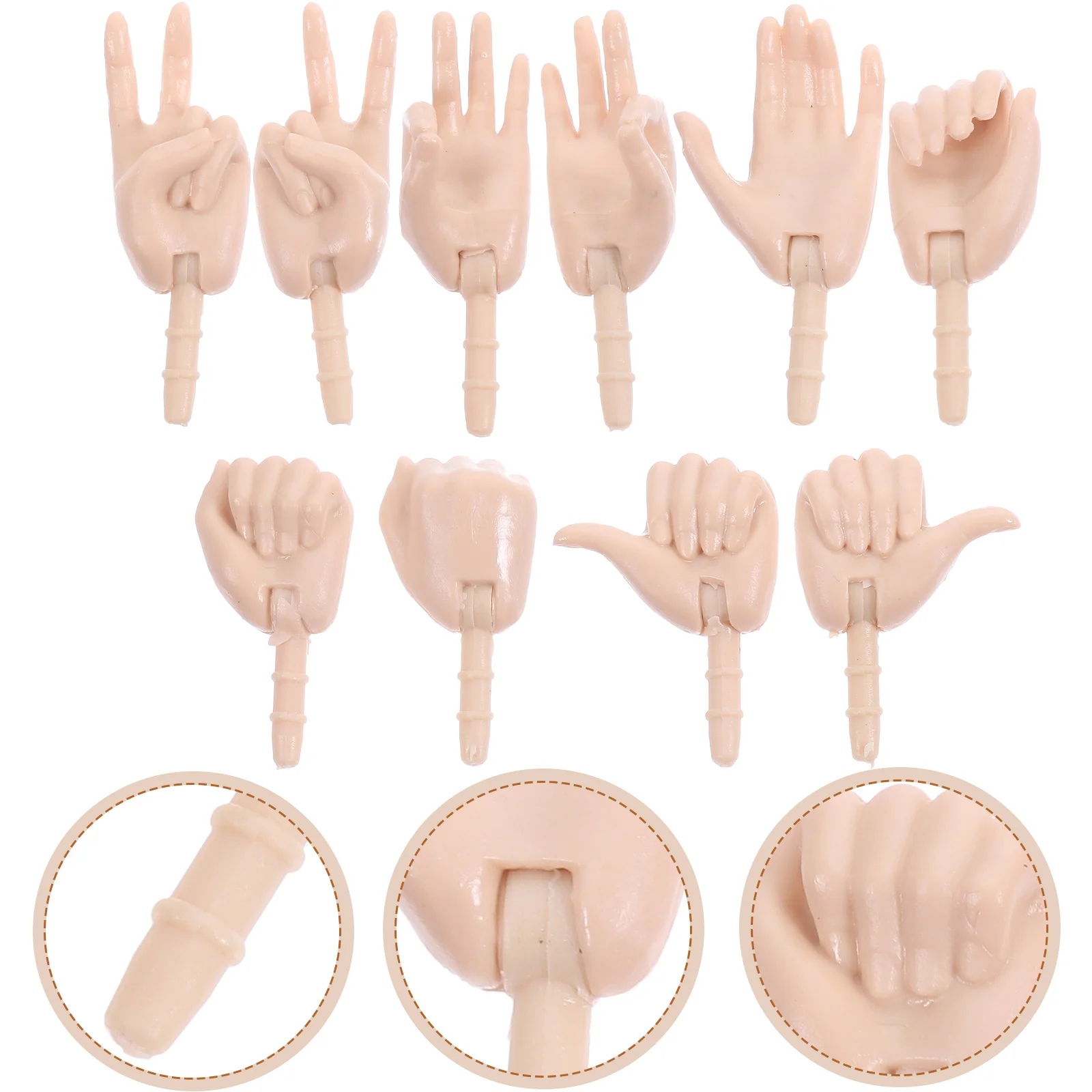 10 Pcs 22 Joints Hand Set Accessories Mini Fake Parts DIY Craft Toy Replacement Plastic Repair